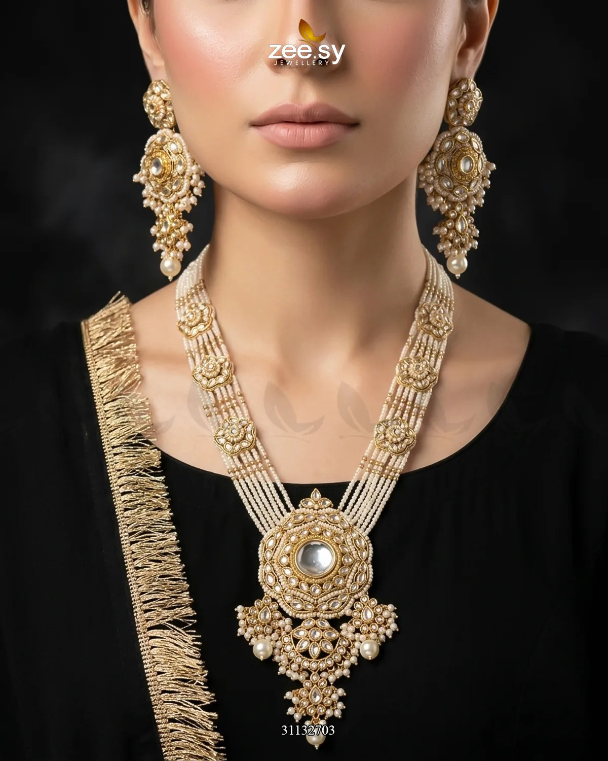 Hyderabadi Bold Kundan Malla Set Malla Necklace - Zeesy Jewellery Pakistan | Premium Artificial & Imitation Jewellery