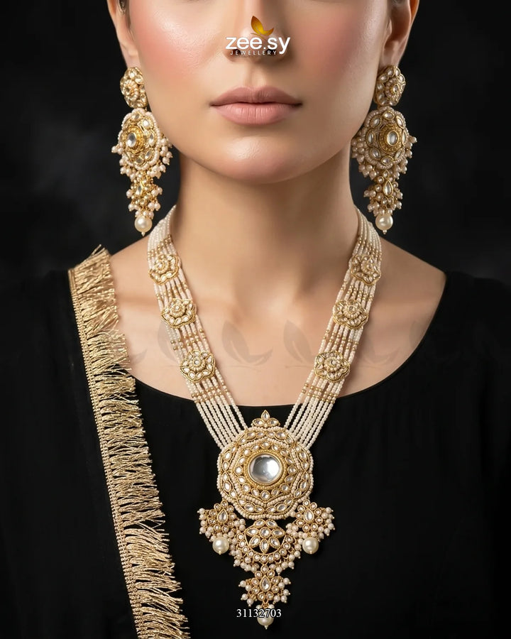 Hyderabadi Bold Kundan Malla Set Malla Necklace - Zeesy Jewellery Pakistan | Premium Artificial & Imitation Jewellery
