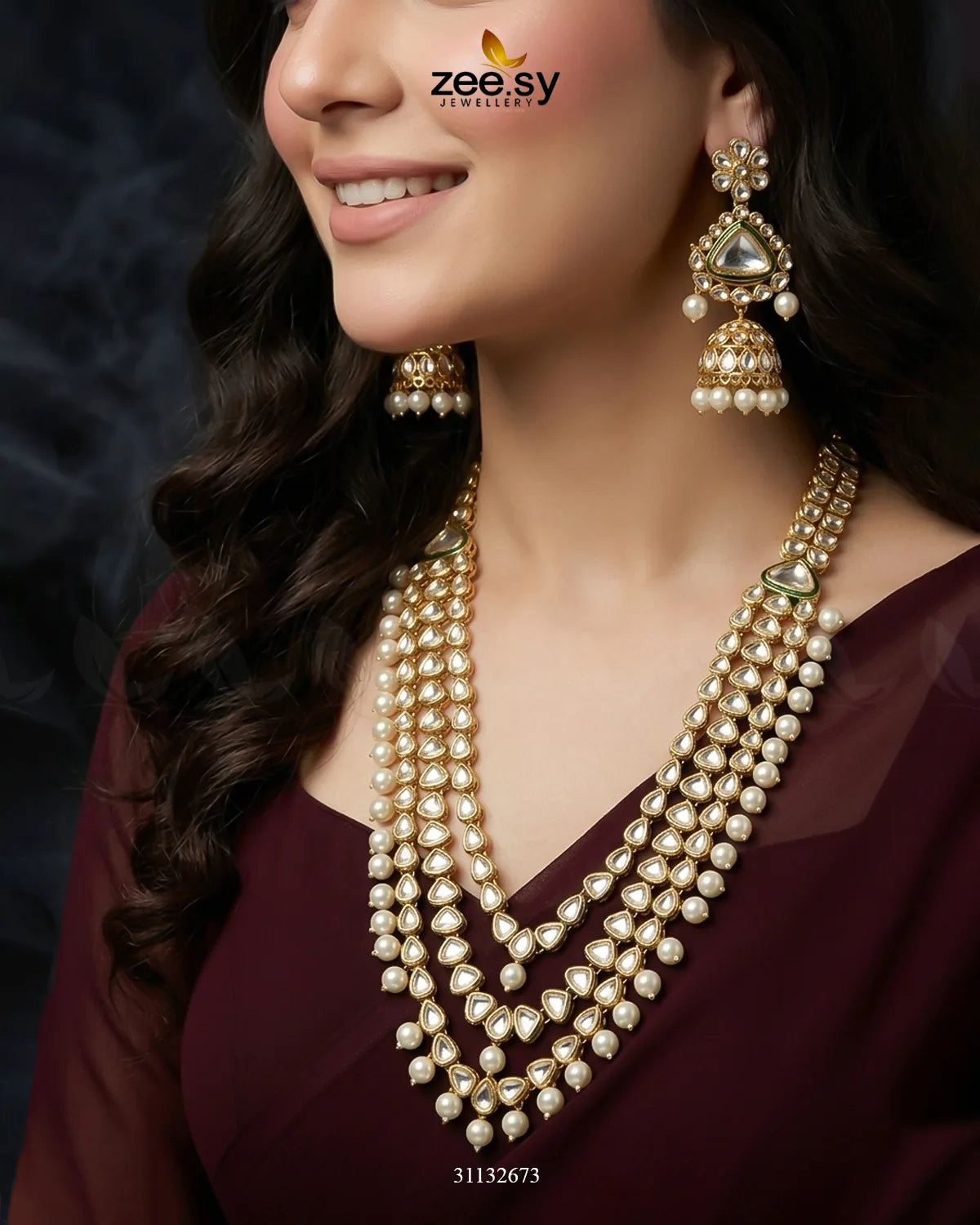 Imperial Pearl Kundan Malla Set Malla Necklace - Zeesy Jewellery Pakistan | Premium Artificial & Imitation Jewellery