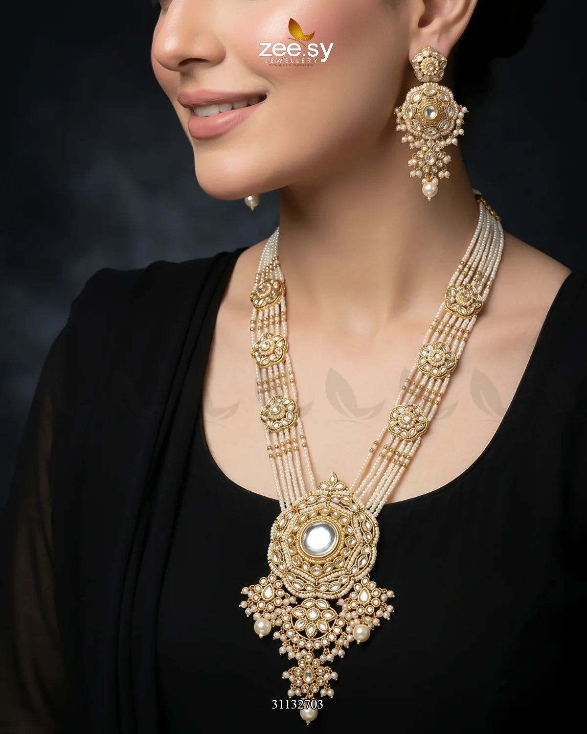 Hyderabadi Bold Kundan Malla Set Malla Necklace - Zeesy Jewellery Pakistan | Premium Artificial & Imitation Jewellery