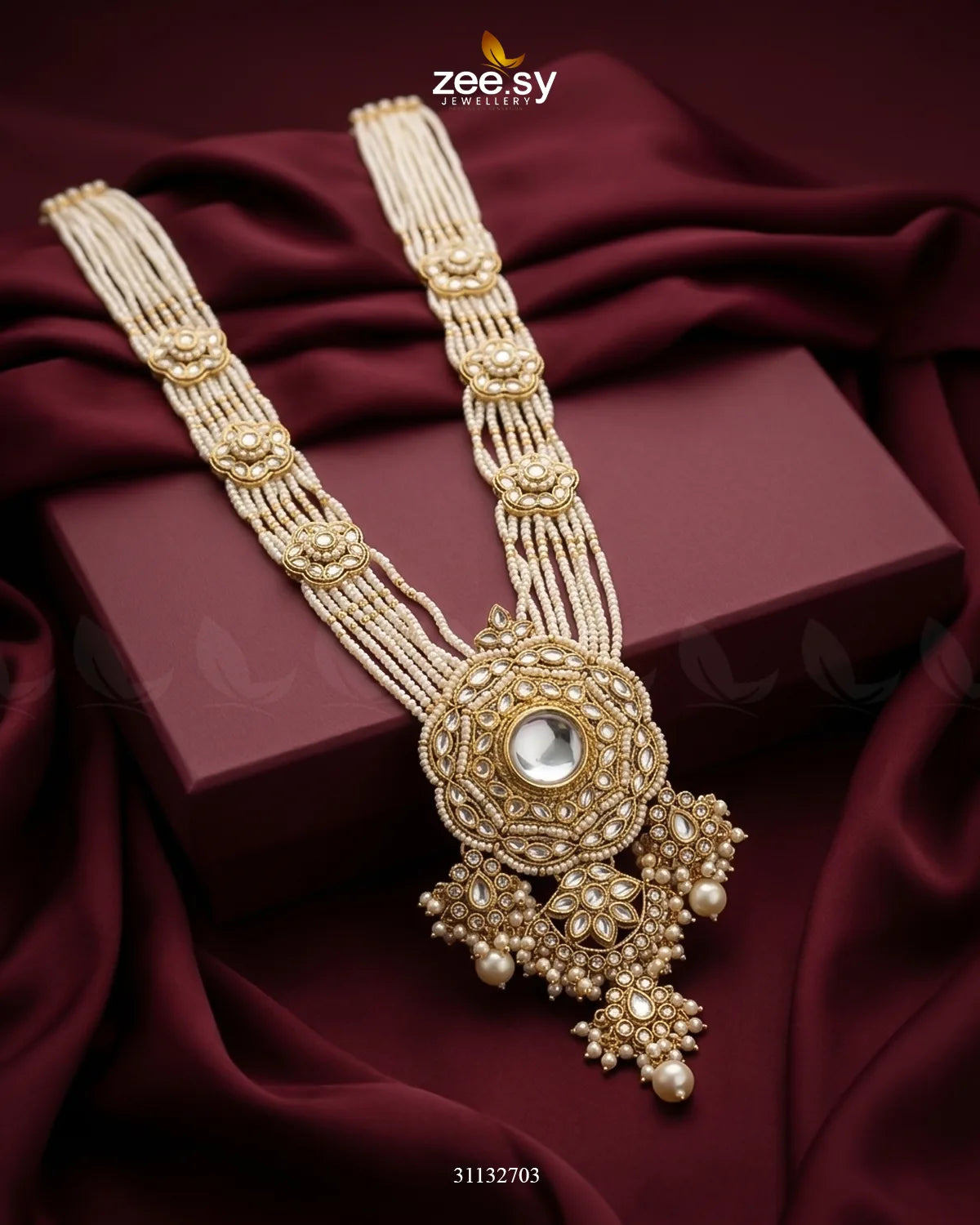 Hyderabadi Bold Kundan Malla Set Malla Necklace - Zeesy Jewellery Pakistan | Premium Artificial & Imitation Jewellery