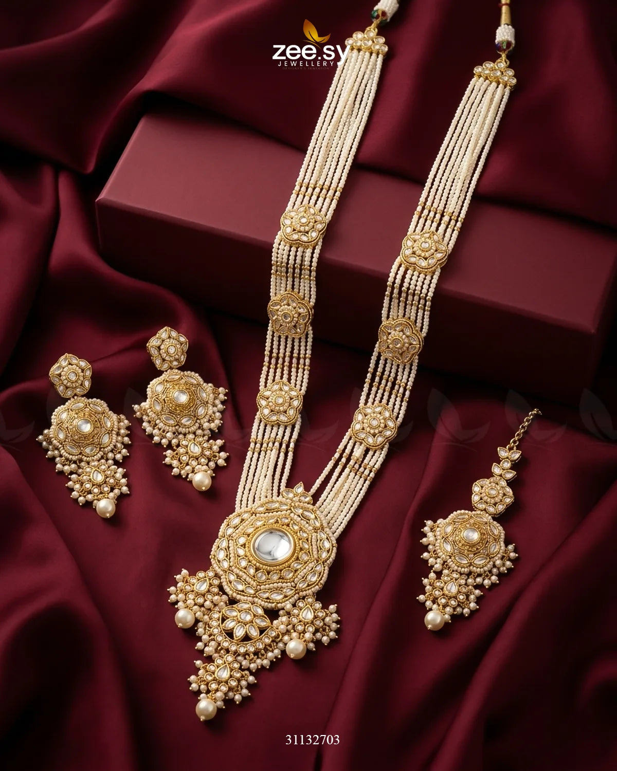 Hyderabadi Bold Kundan Malla Set Malla Necklace - Zeesy Jewellery Pakistan | Premium Artificial & Imitation Jewellery