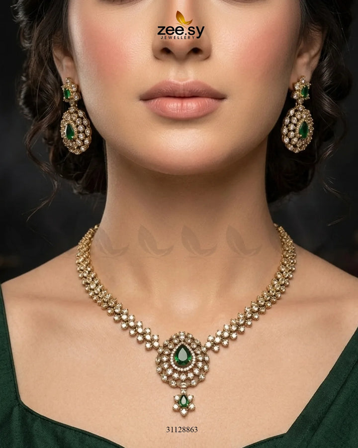 Imperial Uncut Stone Necklace Set Necklace Sets - Zeesy Jewellery Pakistan | Premium Artificial & Imitation Jewellery