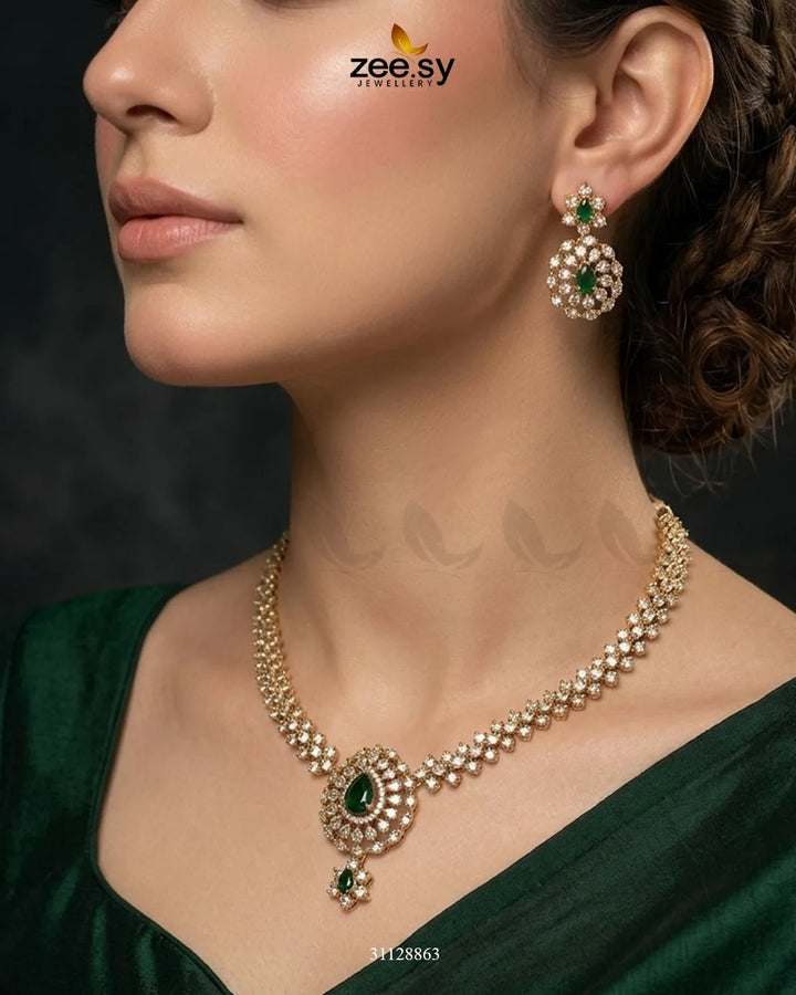 Imperial Uncut Stone Necklace Set Necklace Sets - Zeesy Jewellery Pakistan | Premium Artificial & Imitation Jewellery
