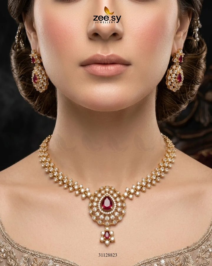 Imperial Uncut Stone Necklace Set Necklace Sets - Zeesy Jewellery Pakistan | Premium Artificial & Imitation Jewellery