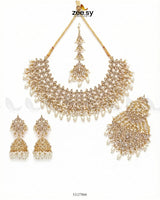 Imperial Malachite Gems Bridal Set Golden White - Zeesy Jewellery