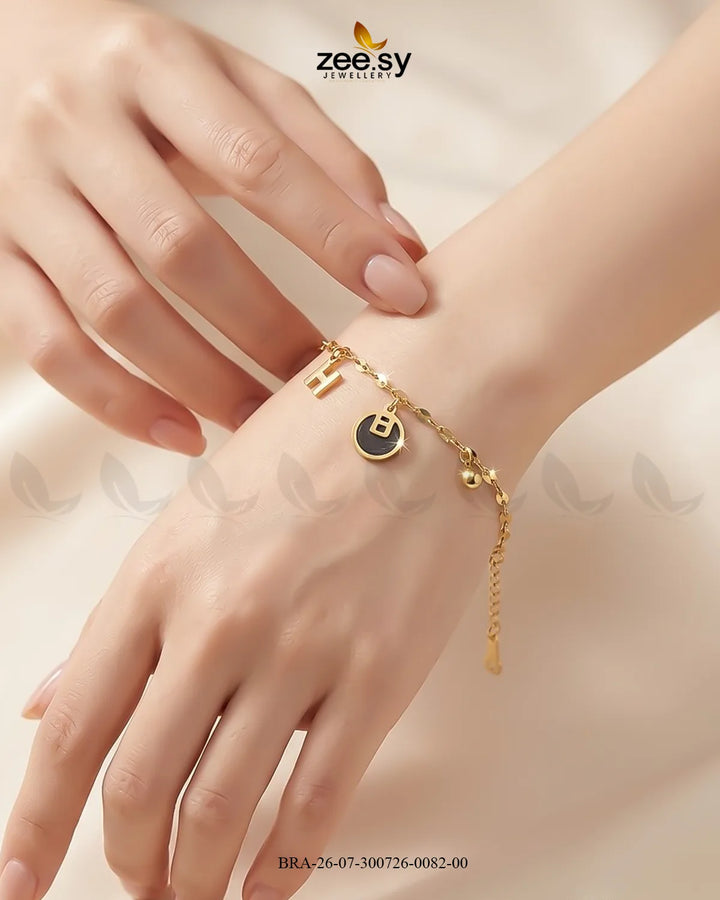 Initial H Medallion Charm Bracelet