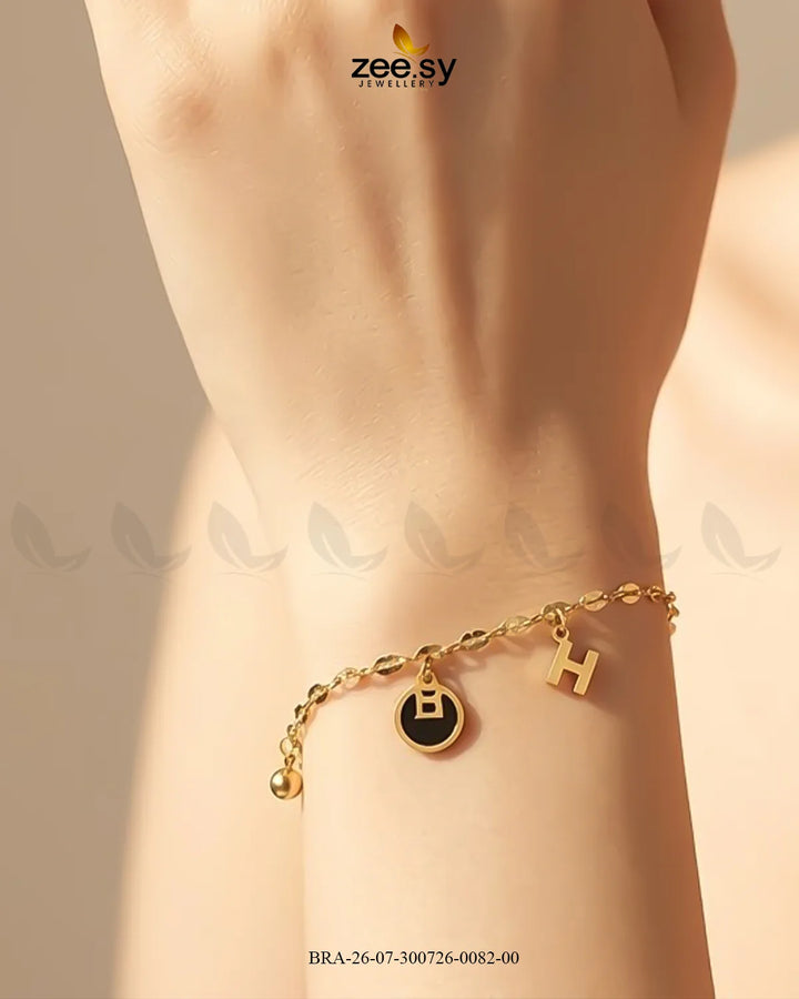 Initial H Medallion Charm Bracelet