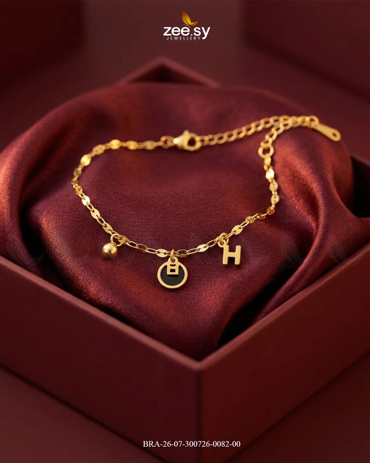 Initial H Medallion Charm Bracelet Bracelet - Zeesy Jewellery Pakistan | Premium Artificial & Imitation Jewellery