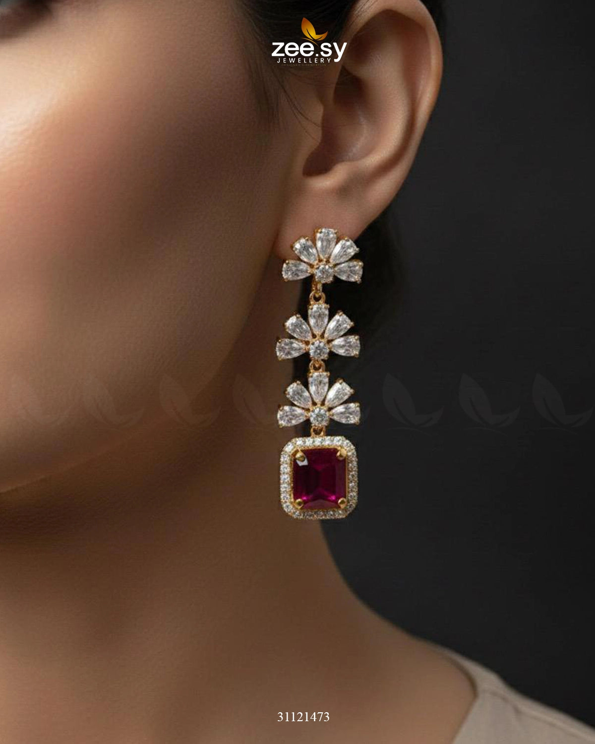 Intricate Square Cluster Necklace Set - Zeesy Jewellery