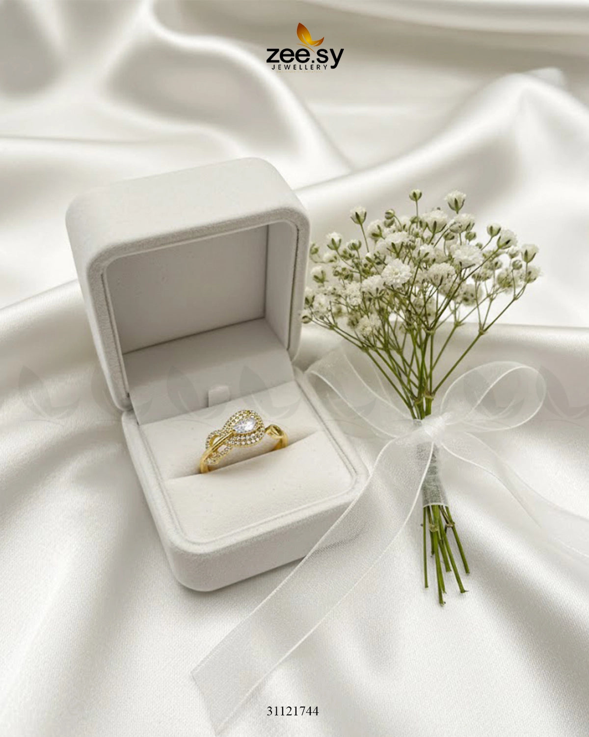 Intricate Adjustable Teardrop Ring Golden - Zeesy Jewellery