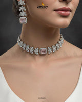 Intricate Square Cluster Necklace Set - Zeesy Jewellery