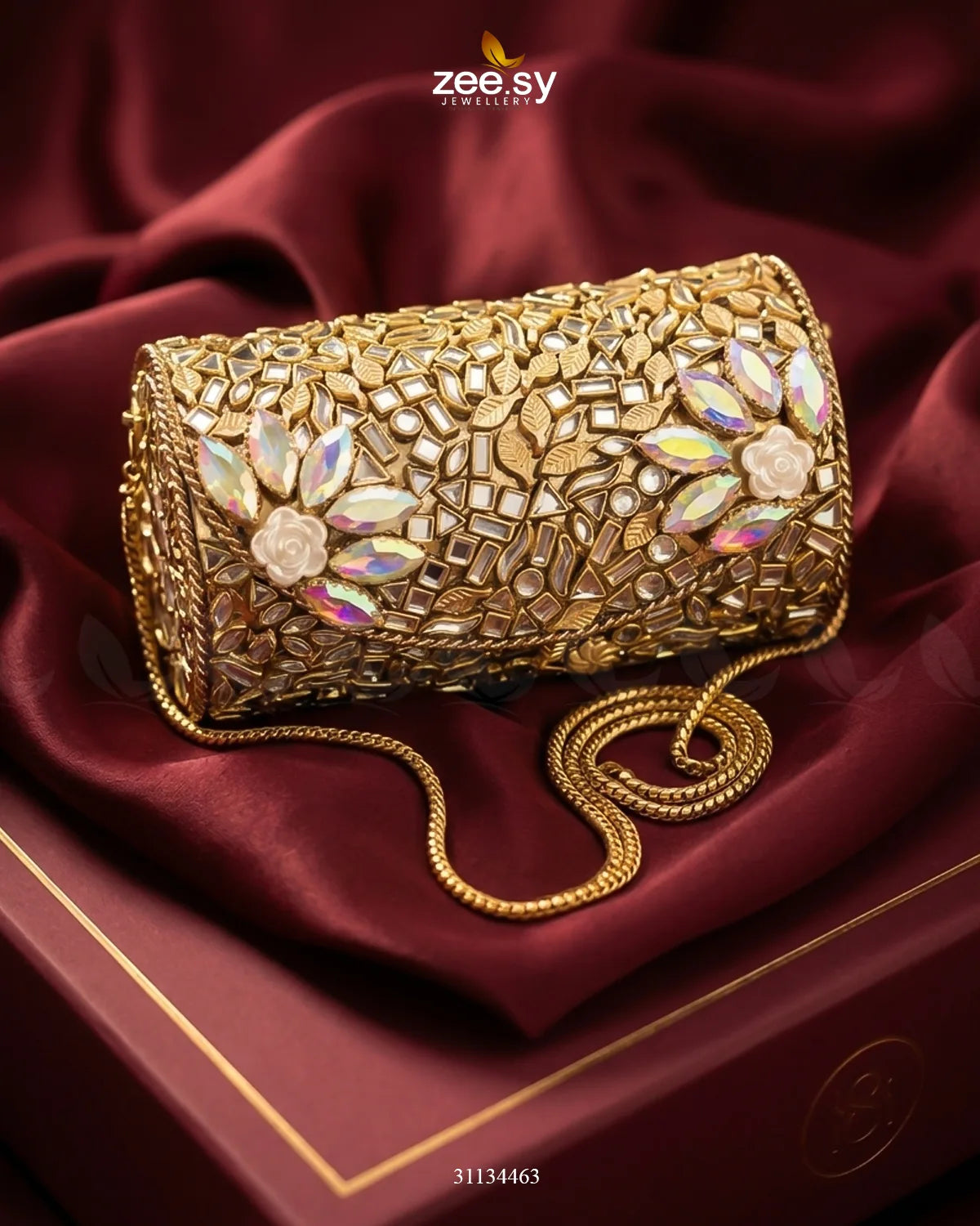 Iridescent Floral Mosaic Clutch Bag ACCESSORIES - Zeesy Jewellery Pakistan | Premium Artificial & Imitation Jewellery