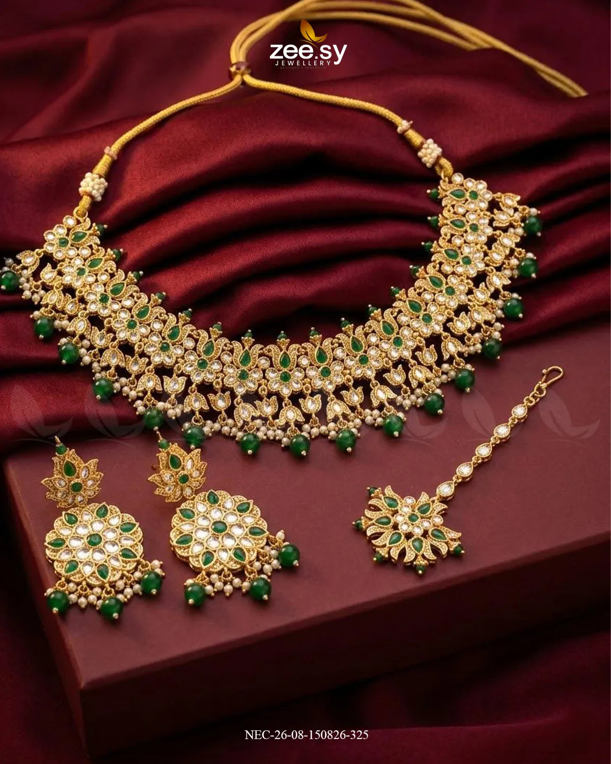Jade Blossom Drop Necklace Set