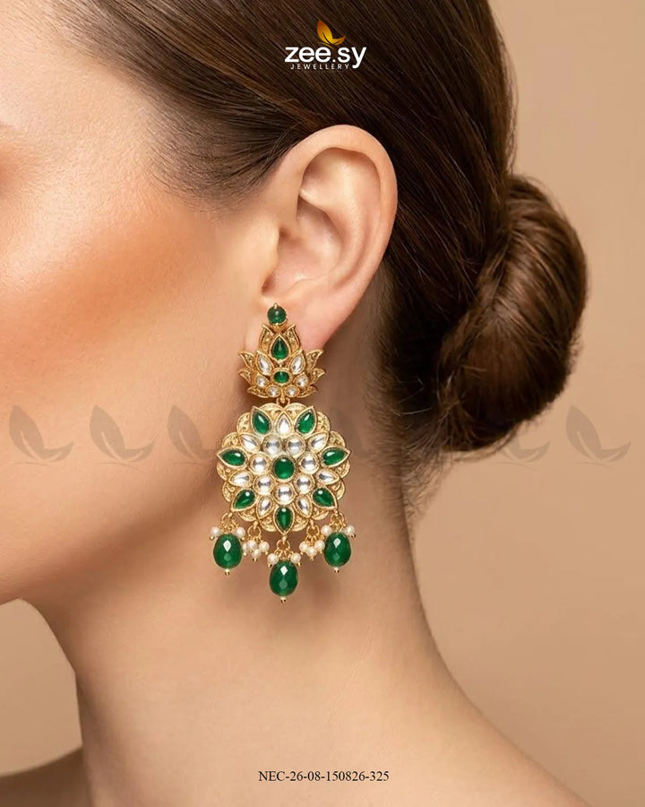 Jade Blossom Drop Necklace Set