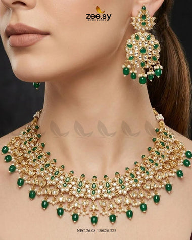 Jade Blossom Drop Necklace Set