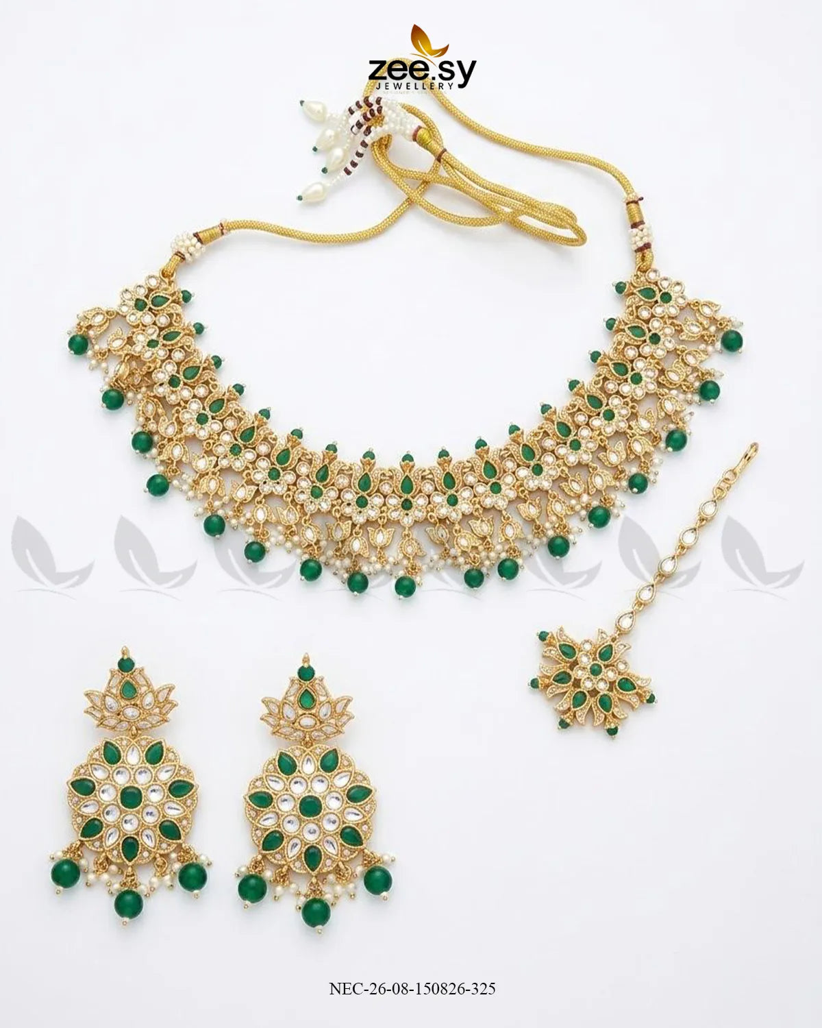 Jade Blossom Drop Necklace Set
