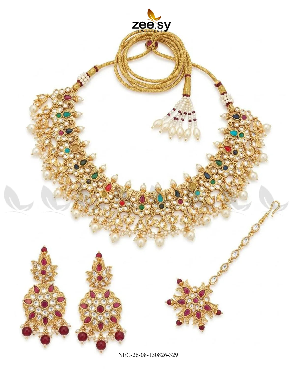 Jade Blossom Drop Necklace Set