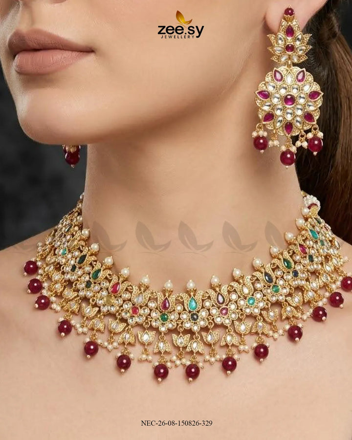 Jade Blossom Drop Necklace Set
