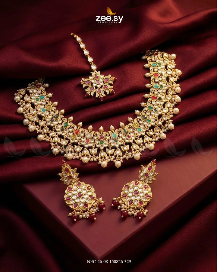 Jade Blossom Drop Necklace Set