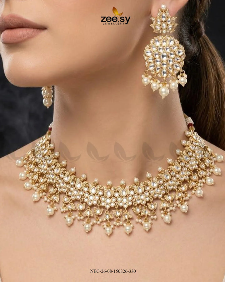 Jade Blossom Drop Necklace Set