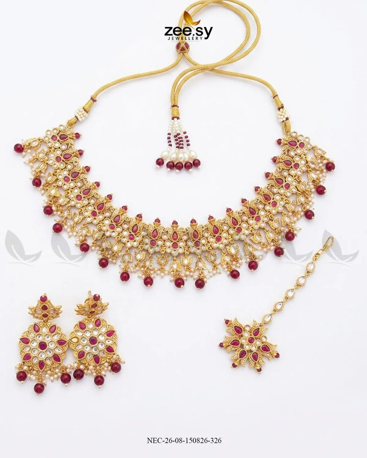 Jade Blossom Drop Necklace Set