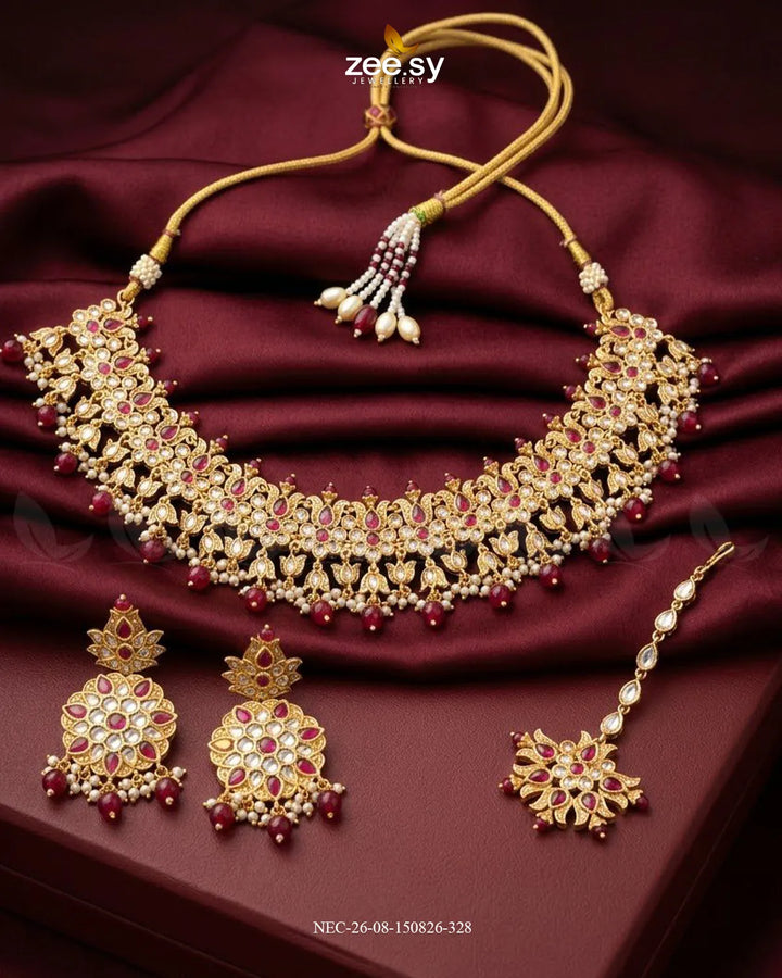 Jade Blossom Drop Necklace Set