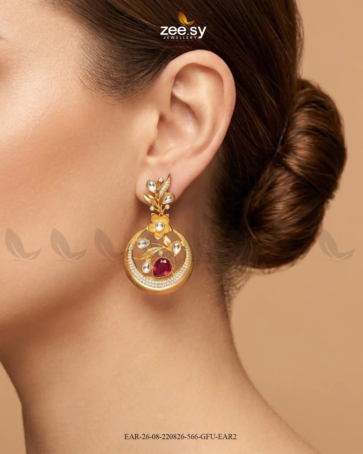 Jade Circular Floral Statement Earrings