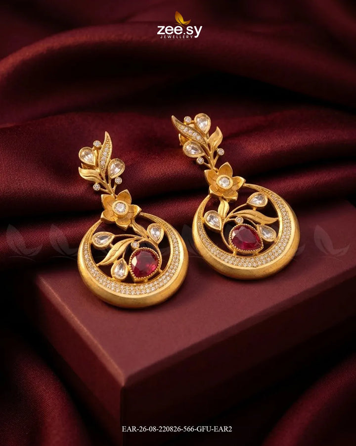 Jade Circular Floral Statement Earrings