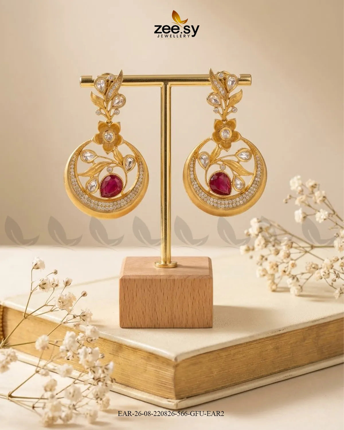 Jade Circular Floral Statement Earrings