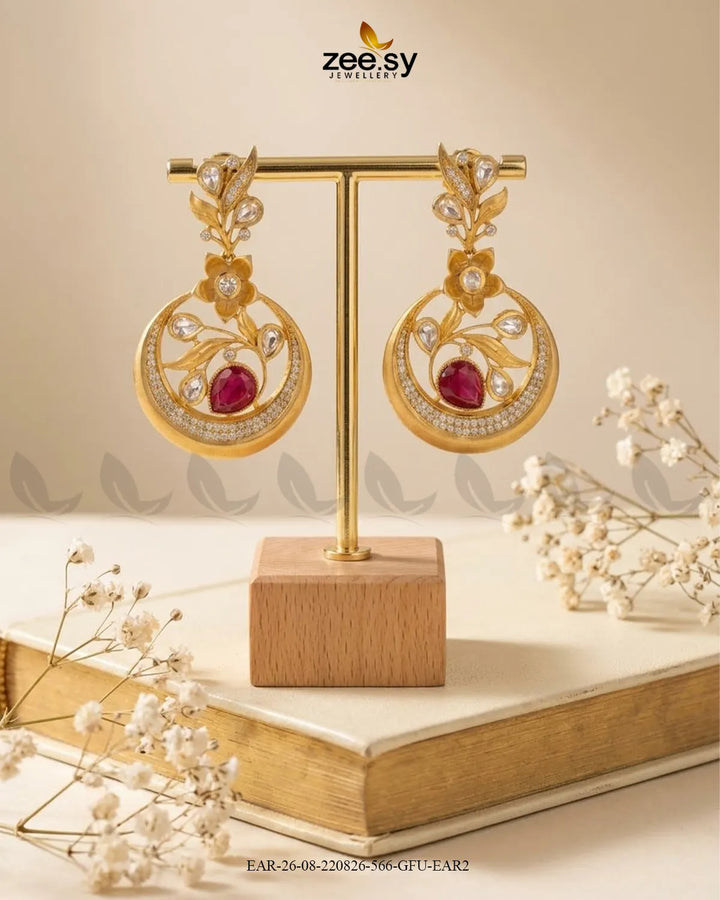 Jade Circular Floral Statement Earrings