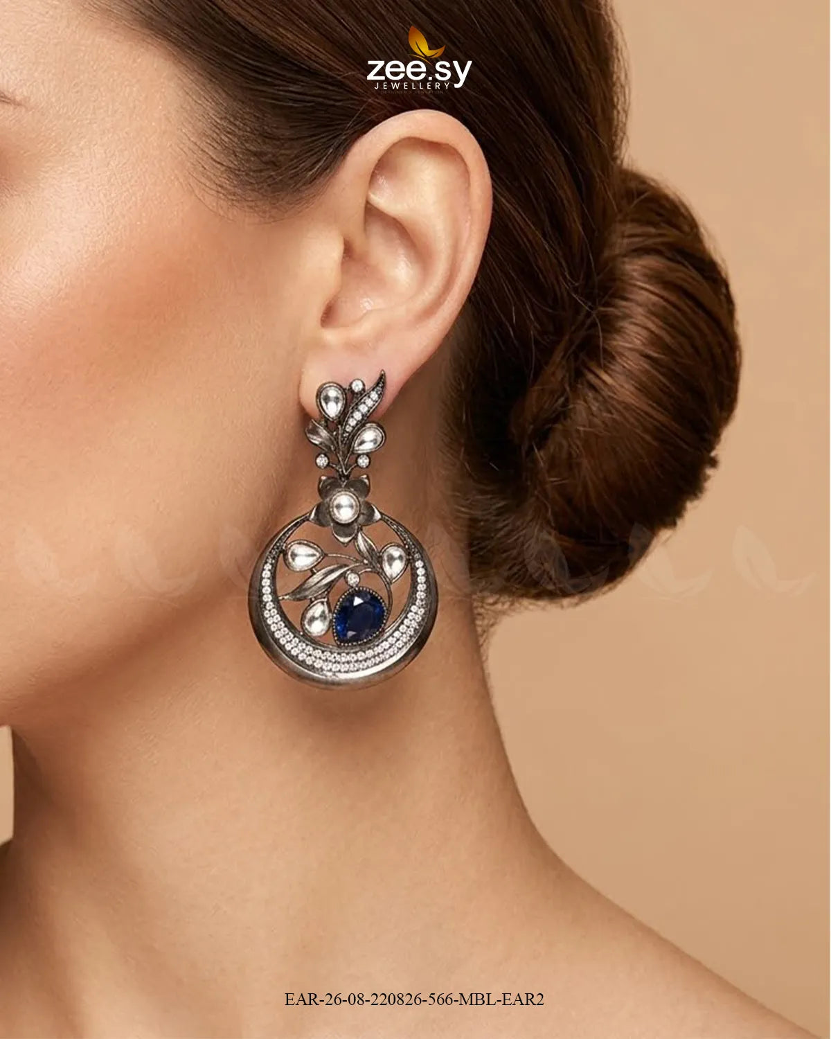 Jade Circular Floral Statement Earrings