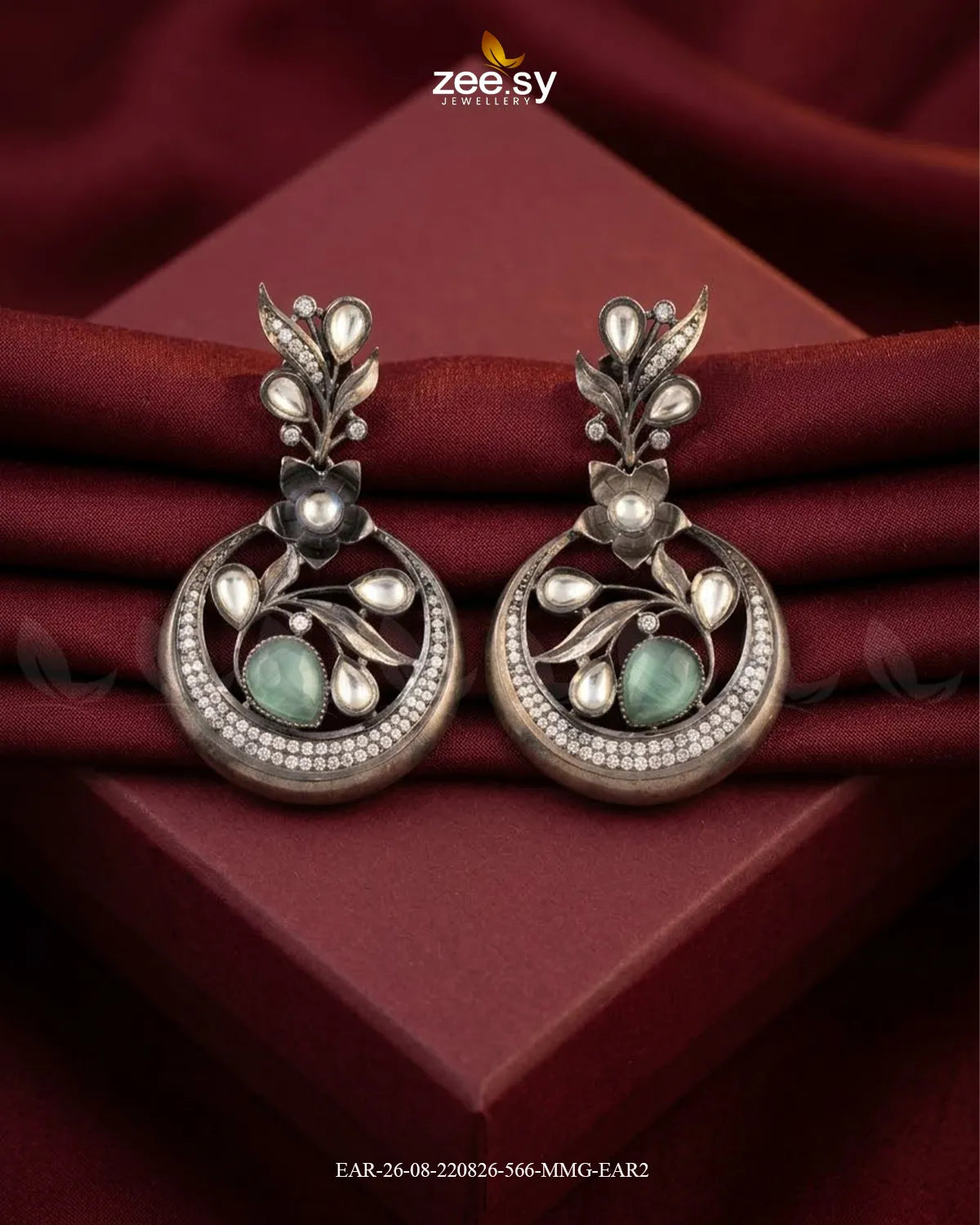 Jade Circular Floral Statement Earrings