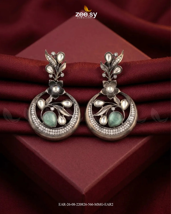 Jade Circular Floral Statement Earrings