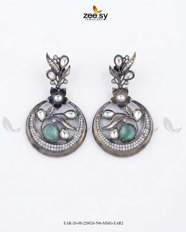 Jade Circular Floral Statement Earrings