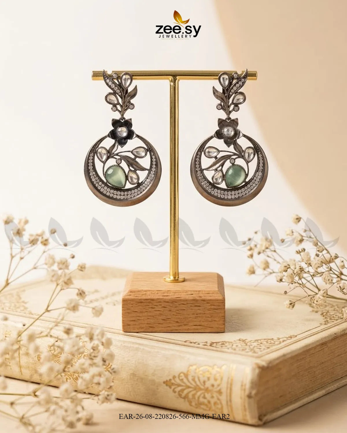 Jade Circular Floral Statement Earrings