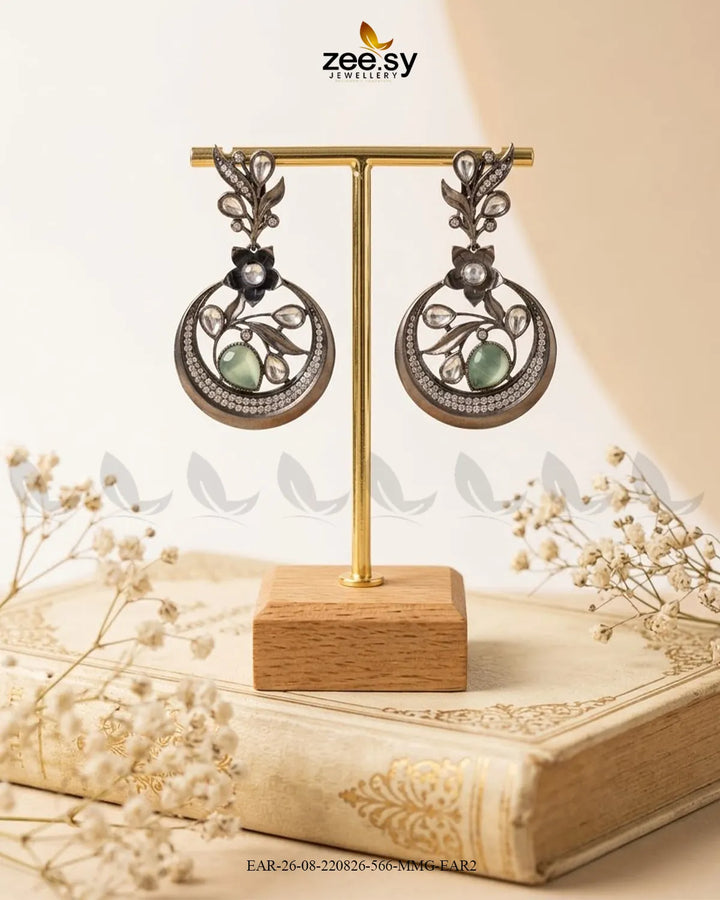 Jade Circular Floral Statement Earrings