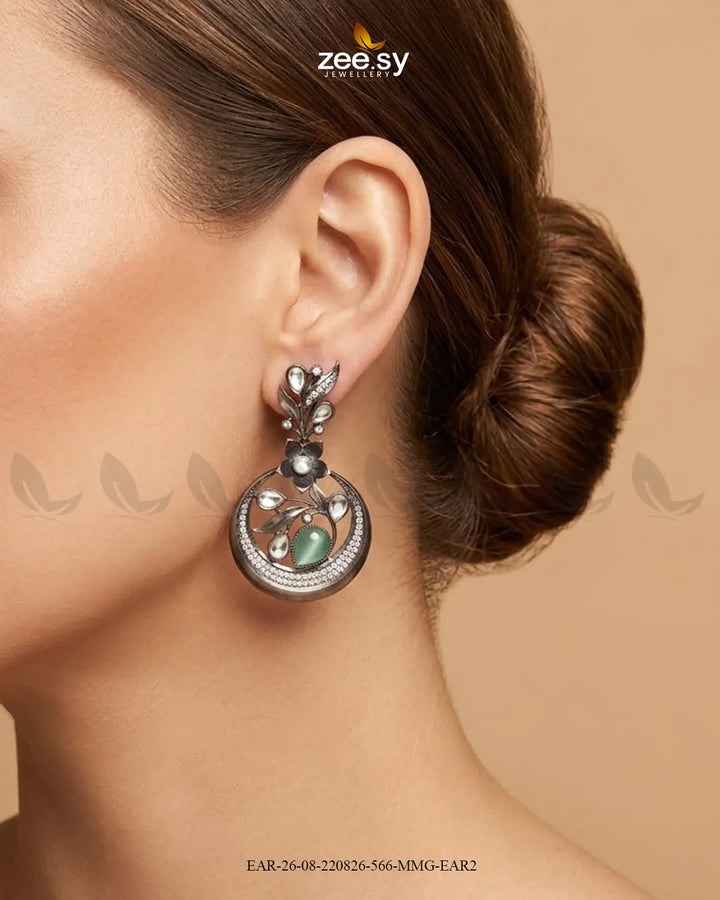 Jade Circular Floral Statement Earrings