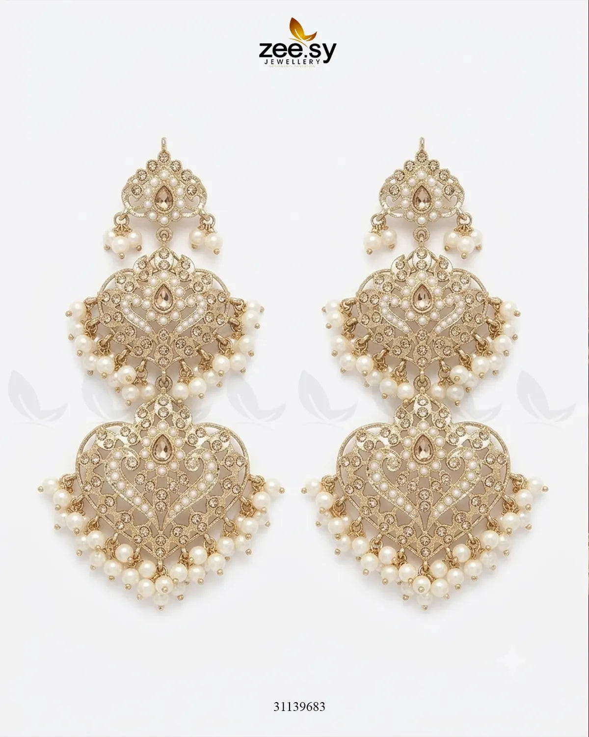 Jasmine Cut Heritage Pearl Earrings Earrings - Zeesy Jewellery Pakistan | Premium Artificial & Imitation Jewellery