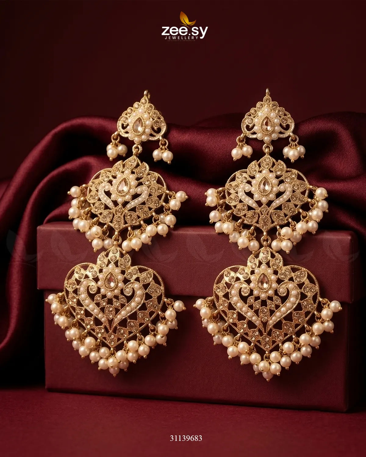 Jasmine Cut Heritage Pearl Earrings Earrings - Zeesy Jewellery Pakistan | Premium Artificial & Imitation Jewellery