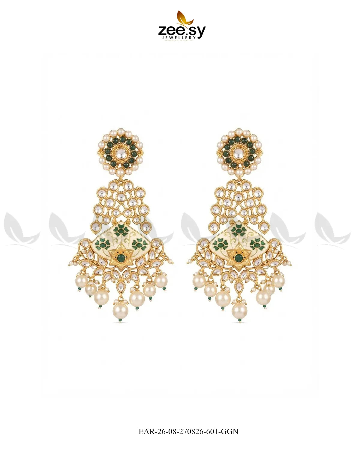 Jasmine Kundan Pearl Earring Earrings - Zeesy Jewellery Pakistan | Premium Artificial & Imitation Jewellery