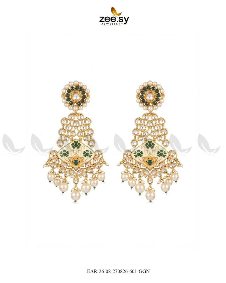 Jasmine Kundan Pearl Earring Earrings - Zeesy Jewellery Pakistan | Premium Artificial & Imitation Jewellery