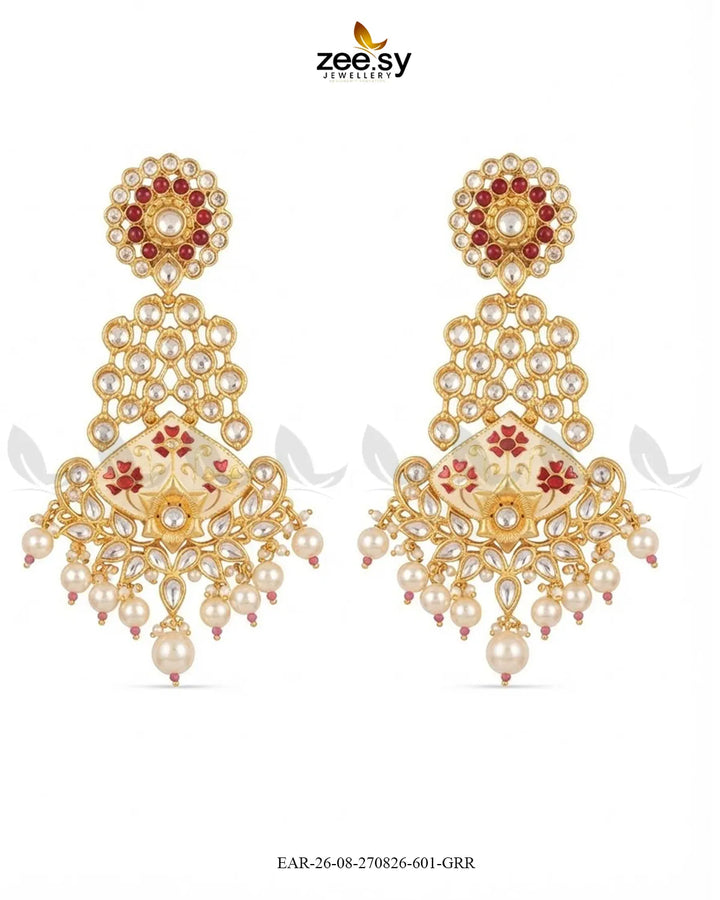 Jasmine Kundan Pearl Earring Earrings - Zeesy Jewellery Pakistan | Premium Artificial & Imitation Jewellery