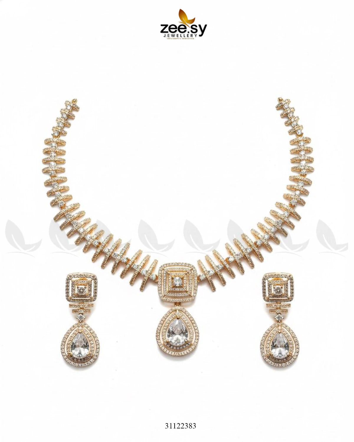 Kavita Art Oval Crystal Necklace Set - Zeesy Jewellery