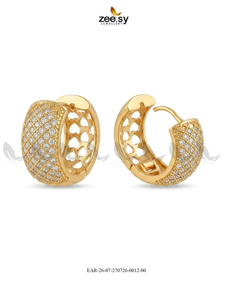Lattice Pave Zirconia Huggie Earrings Earrings - Zeesy Jewellery Pakistan | Premium Artificial & Imitation Jewellery
