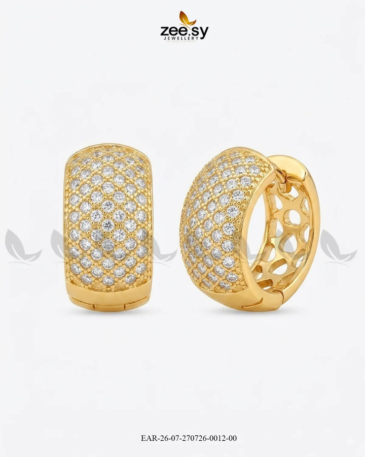 Lattice Pave Zirconia Huggie Earrings Earrings - Zeesy Jewellery Pakistan | Premium Artificial & Imitation Jewellery