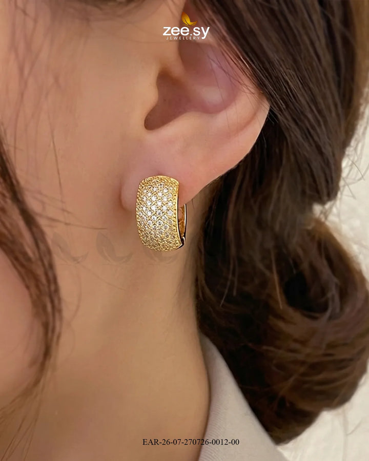 Lattice Pave Zirconia Huggie Earrings Earrings - Zeesy Jewellery Pakistan | Premium Artificial & Imitation Jewellery