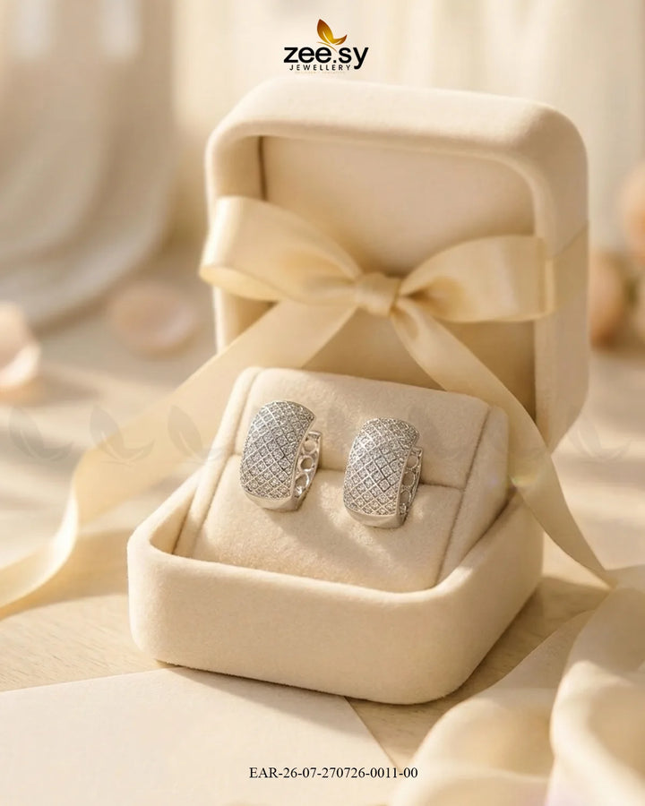 Lattice Pave Zirconia Huggie Earrings Earrings - Zeesy Jewellery Pakistan | Premium Artificial & Imitation Jewellery