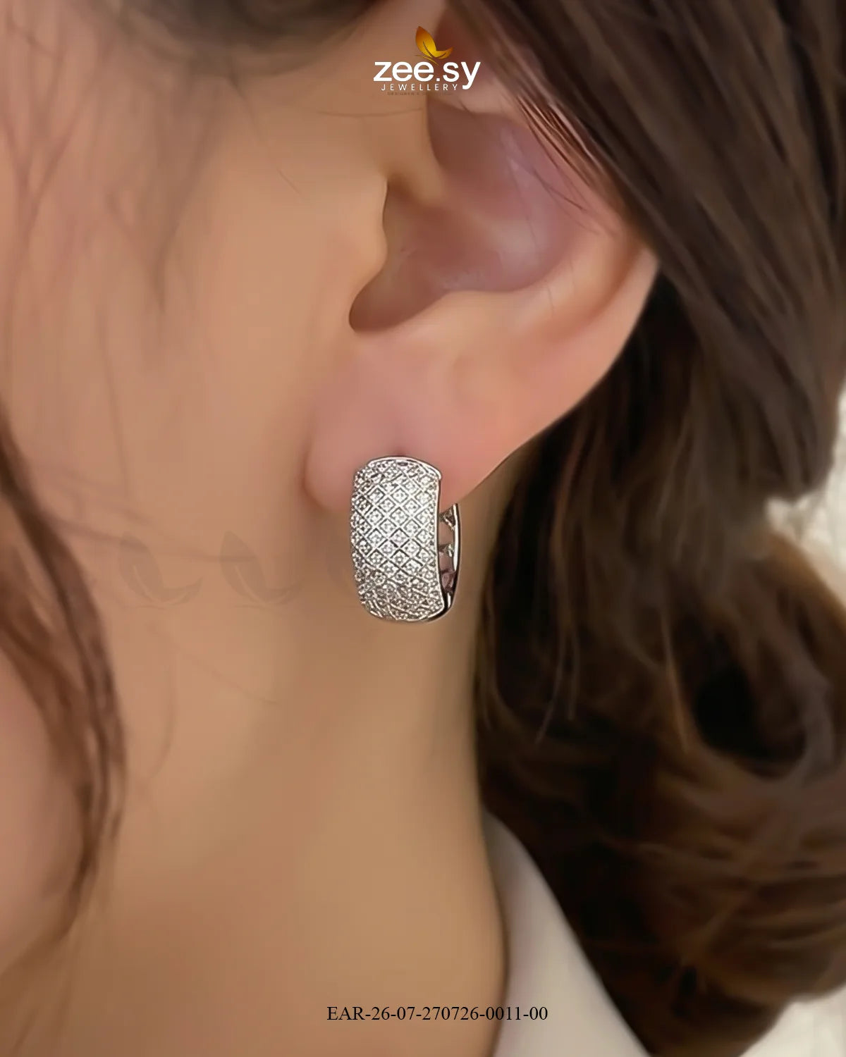Lattice Pave Zirconia Huggie Earrings Earrings - Zeesy Jewellery Pakistan | Premium Artificial & Imitation Jewellery