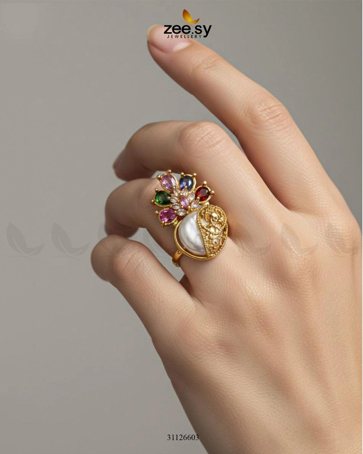 Lavender Baroque Multi Crystal Ring - Zeesy Jewellery